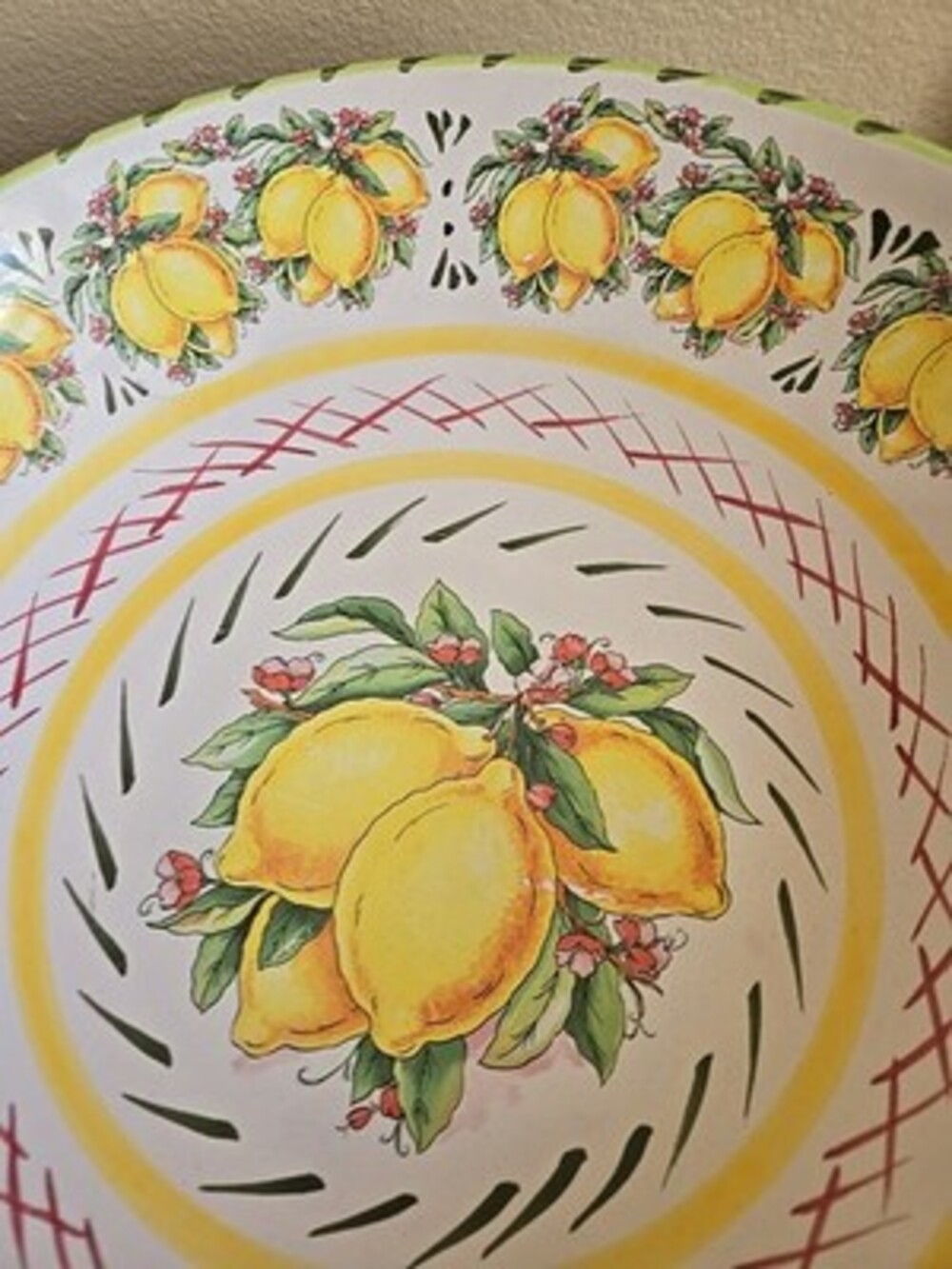 Large serving Bowl Lemons Italian Art Pottery MOMA CERAMICHE ARTIGIANALI  13.5" - Picture 3 of 6
